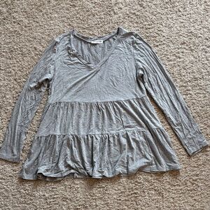 Gray Long Sleeve Tiered Maternity Top